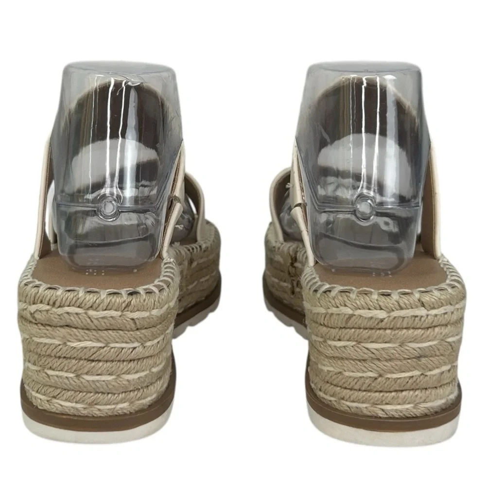ESPRIT Katalina Off White Espadrille Platform Wedge Slide Sandals Womens SZ 7.5